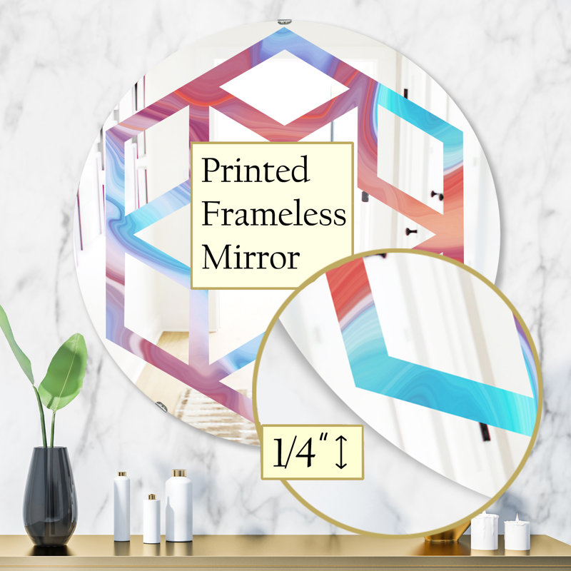 Miroir mural abstrait sans cadre abstrait hexagonal, 31,5 po x 31,5 po