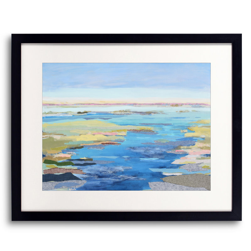 On The Water 4 Print, Black Framed Paper, White, 16" H x 20" W