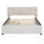 Grand lit plateforme tapissier avec tête de lit à motif brique, gigogne simple TG et 2 tiroirs, tissu en lin-1843139136-1843139141