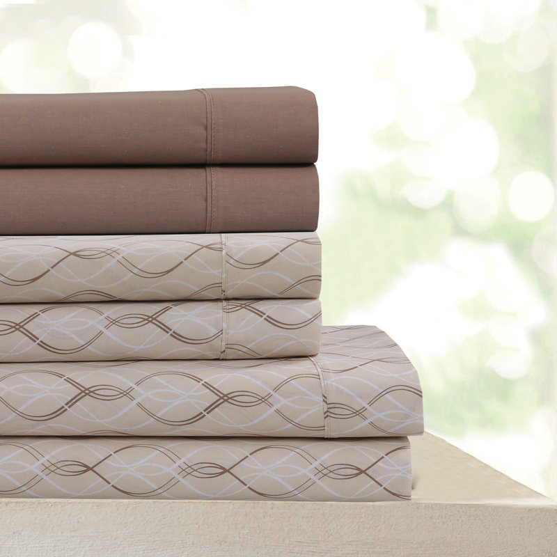 Geometric 600 Thread Count 100% Cotton Sheet Set, Grand lit