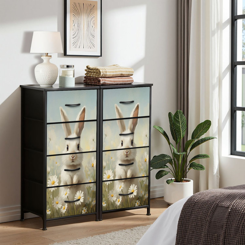 4 Drawer Dresser for Bedroom, Narrow Chest of Drawers, Wooden Top and Study Iron Frame 18"x37.5"-(WxH)