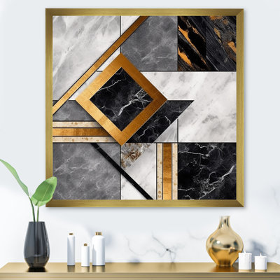 Marate granit agate avec touches dorées, reproduction d'art sur toile encadrée