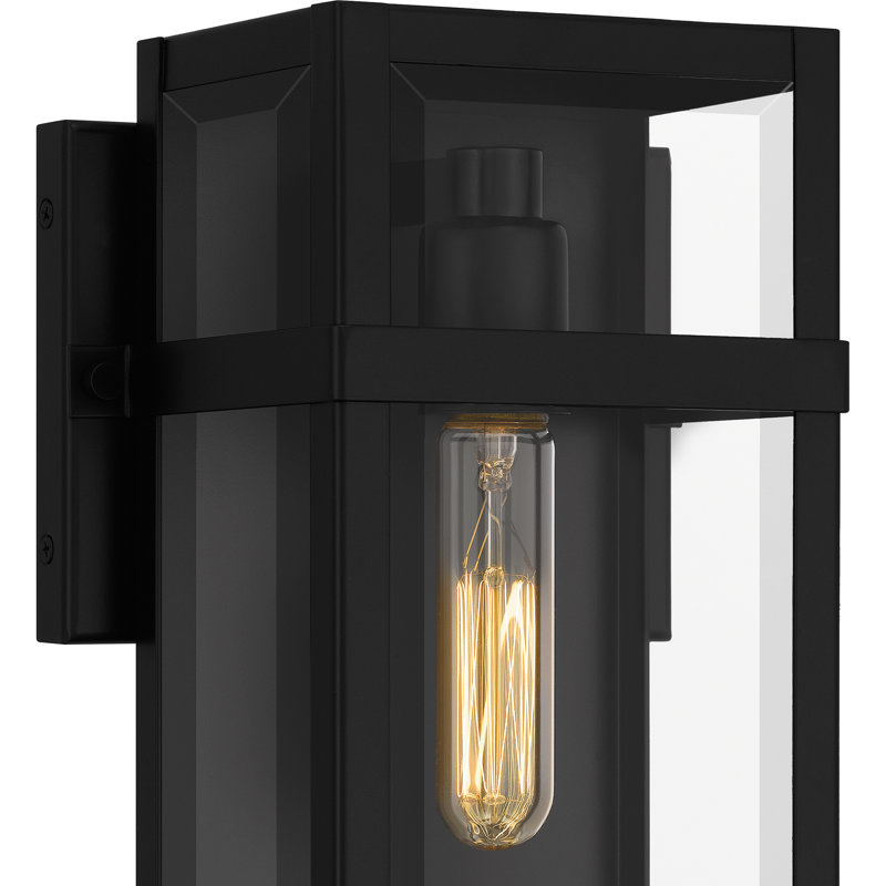 Idus 1-Light Matte Black Outdoor Wall Lantern, 13" H x 7.5" W x 5.5" D