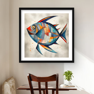 Geometric Fish - Red Sea Framed Matted Print | Home Decor