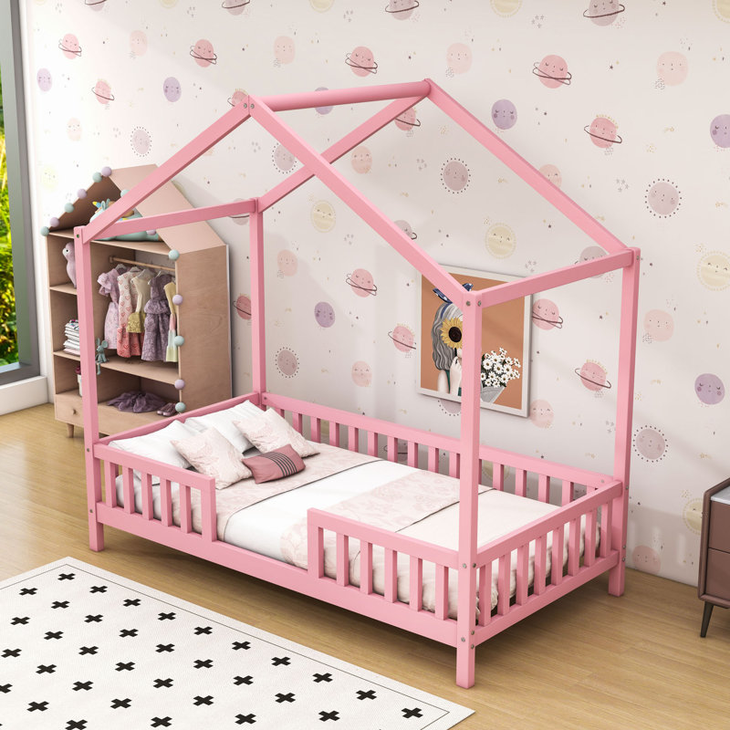 House Bed With Slats, Twin, Pink