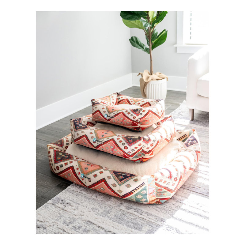 Tapis pour lit de qualité supérieure Rugs.com, H 7,5 po x l 24 po x P 28 po, Orange / rouge / brun / crème / ivoire / vert gé