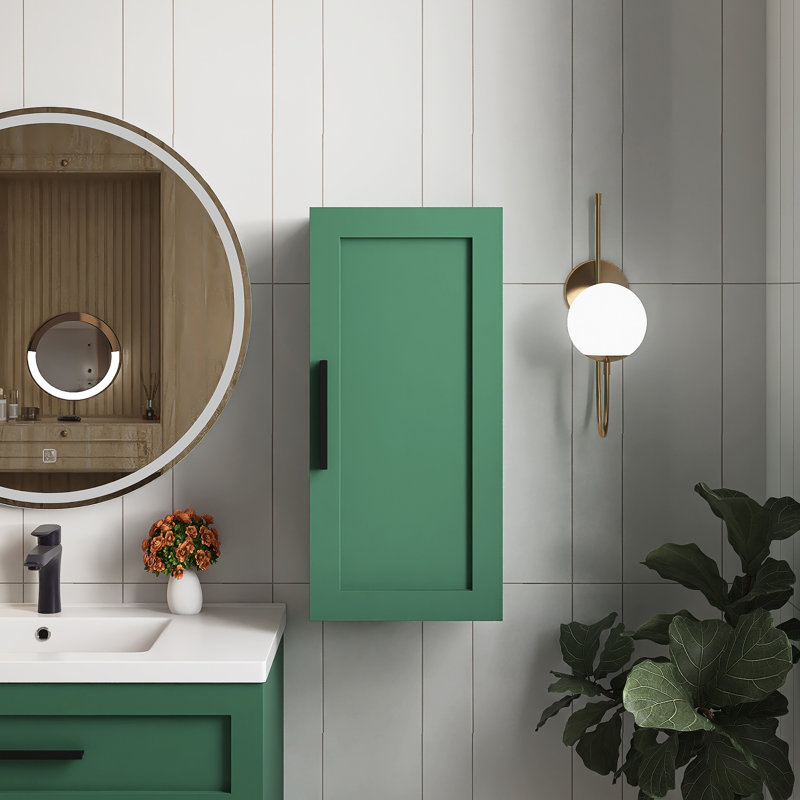 30" H Wall-Mounted Floating Bathroom Vanity Side Cabinet With A Door And A Shelf