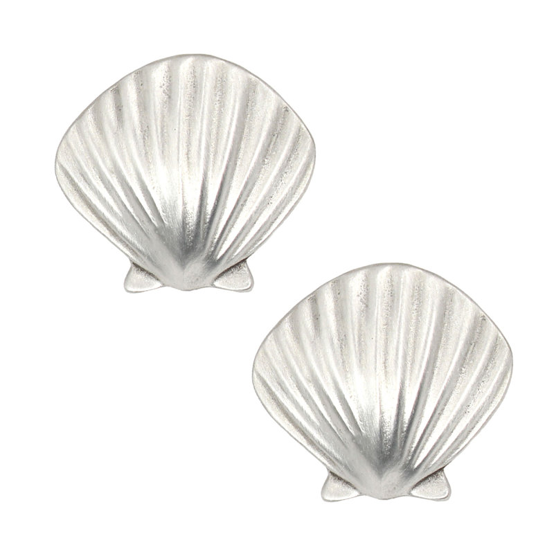 Petits boutons de coquillage (ensemble de 2), Nickel brossé, L 1,5 po x l 1,5 po, 2