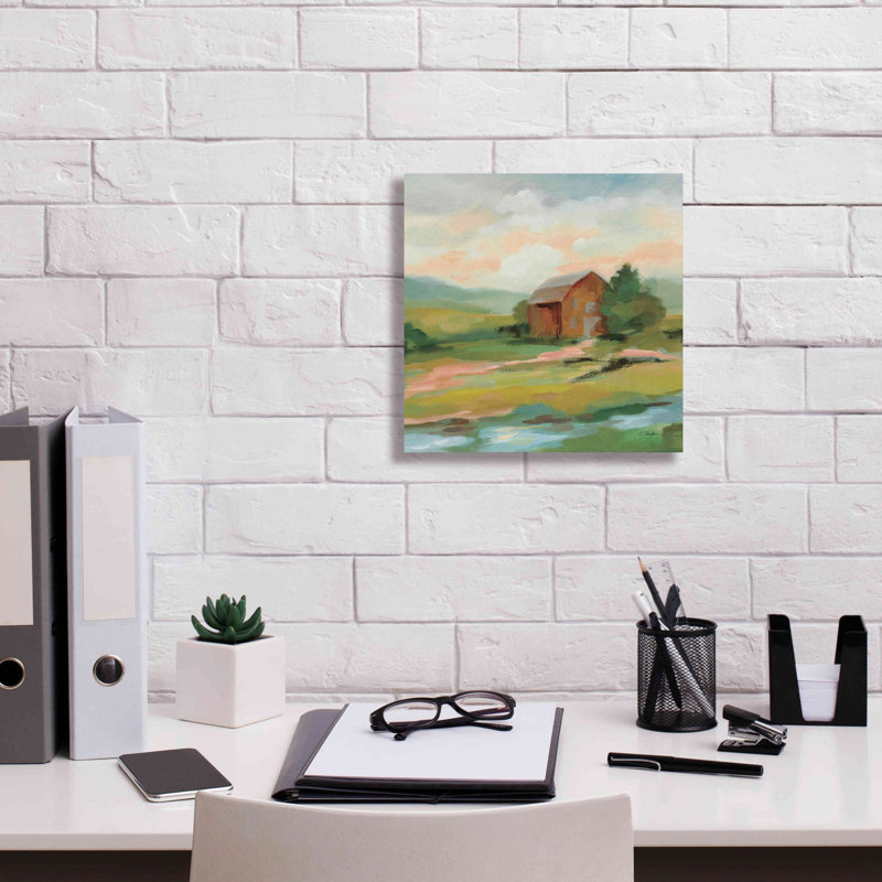 «Springtime Farm Pastel» par Silvia Vassileva, art mural sur toile, H 12 po x l 12 po x P 0,75 po