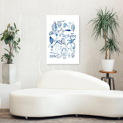 Blue Coastal Elements 1 Piece Wrapped Canvas Wall Art