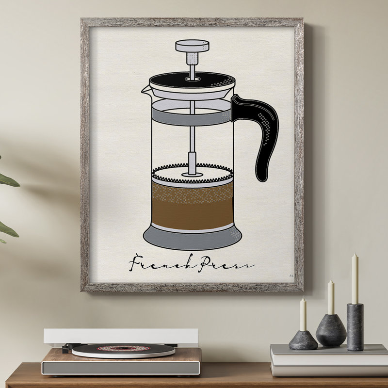 French Press Framed Print - Solid Wood