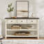 Console rétro avec deux tablettes ouvertes, structure et pieds en bois de pin massif-1959078401-1959078403-1959078405