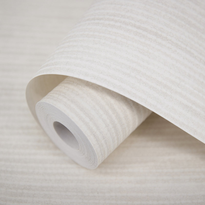 Rouleau de papier peint à rayures verticales Cerra Collection, Crème