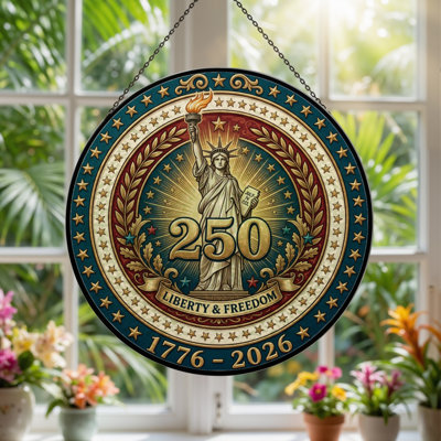 Panneau de fenêtre en verre pour décoration intérieure Liberty Freedom USA 250th Anniversary - 7,8H