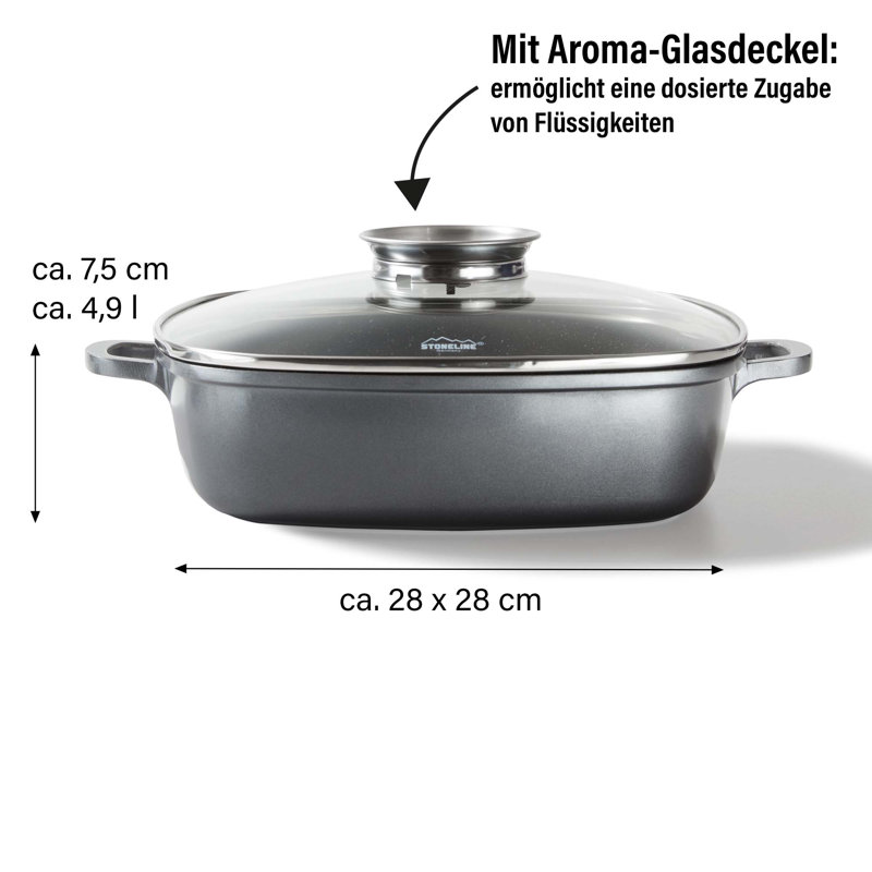 Stoneline Non-Stick Aluminum Saute Pan with Lid, 4.9 L, Grey