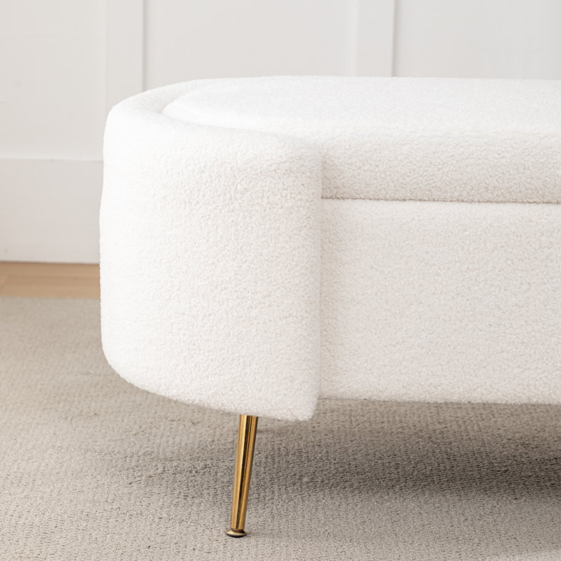 Banc de rangement rembourré Kaycey, Blanc