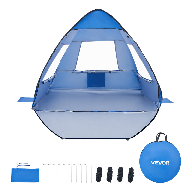 Beach Tent Sun Shelter for 2 Person, UPF 50+ Protection, Portable Sun Shade Canopy with Carrying Bag & Sand Pockets, Lightweight and Easy Setup Beach Umbrella for Camping Fishing Outdoor Picnic