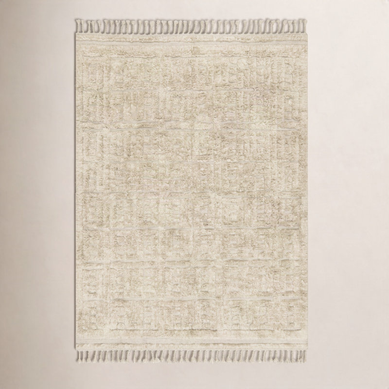 Tapis géométrique noué à la main Michaela, Rectangle 9 pi 6 po x 13 pi 6 po
