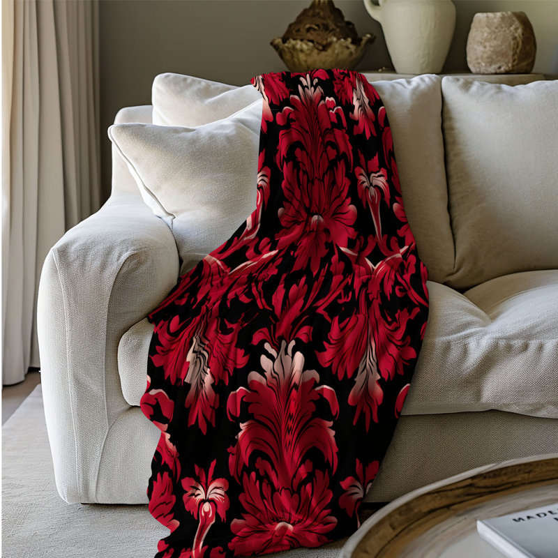 Damas rouge - couverture 1 pièce, L 80 po x l 60 po