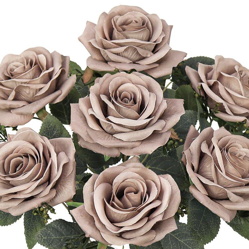 Bouquet de tiges de roses artificielles, Dusty Brown