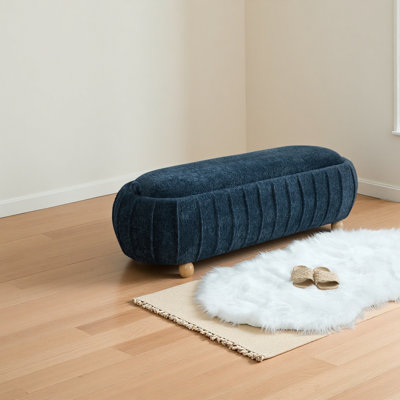 55.12"Wide Upholstered Flip-top Storage Accent Bed Bench, Chenille Footrest Ottoman with Rubberwood Legs For Living Room, Entryway, Dormitory, Bedroom