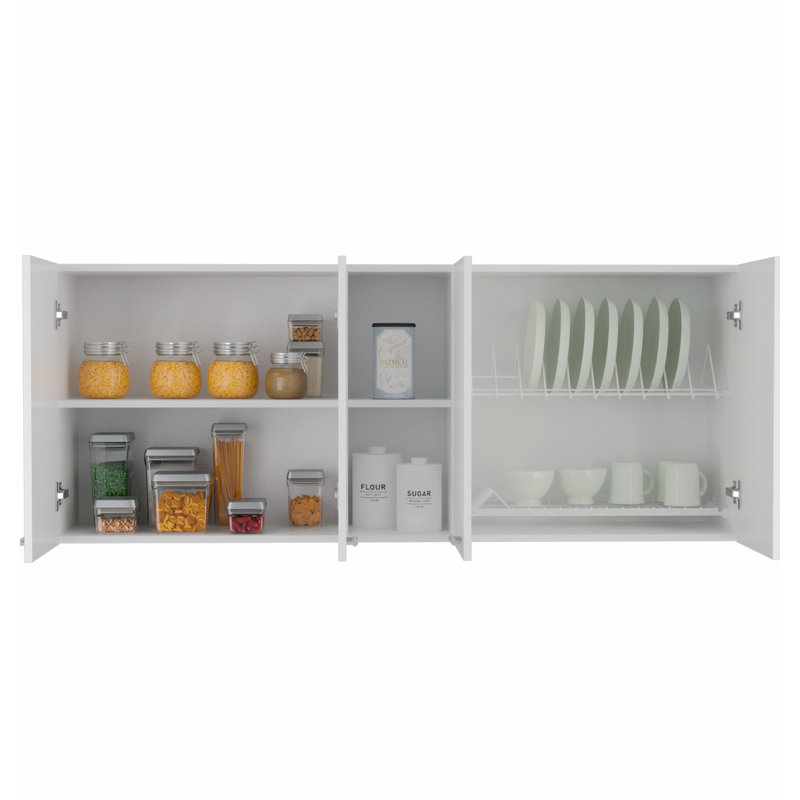 Armoire murale moderne à deux portes - H 23,93 po x l 12,71 po x P 59,36 po, Blanc