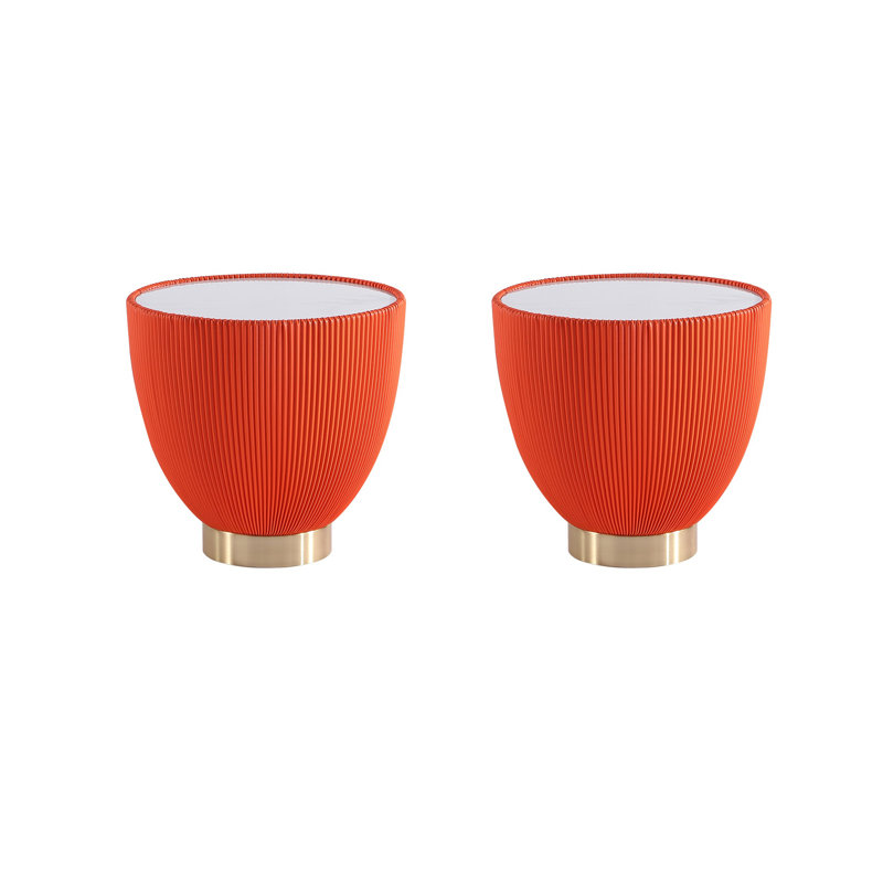 Table de bout en acier inoxydable avec plateau en pierre frittée Anderson, Orange