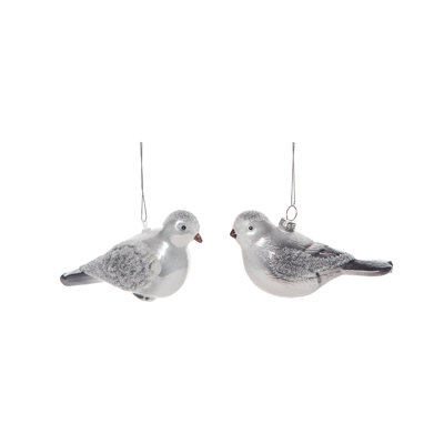 2.88'' Glass Birds Hanging Figurine Ornament
