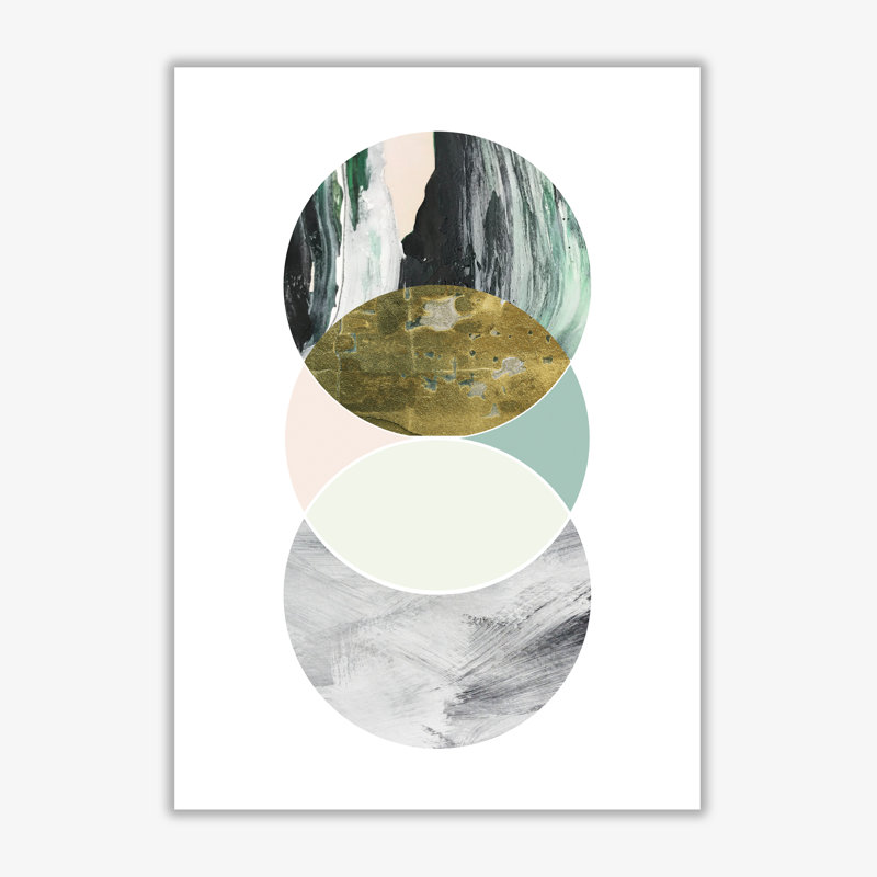 Textured Peach, Green And Grey Abstract Circles - Print, No Frame, 30 cm H x 21 cm W x 1 cm D