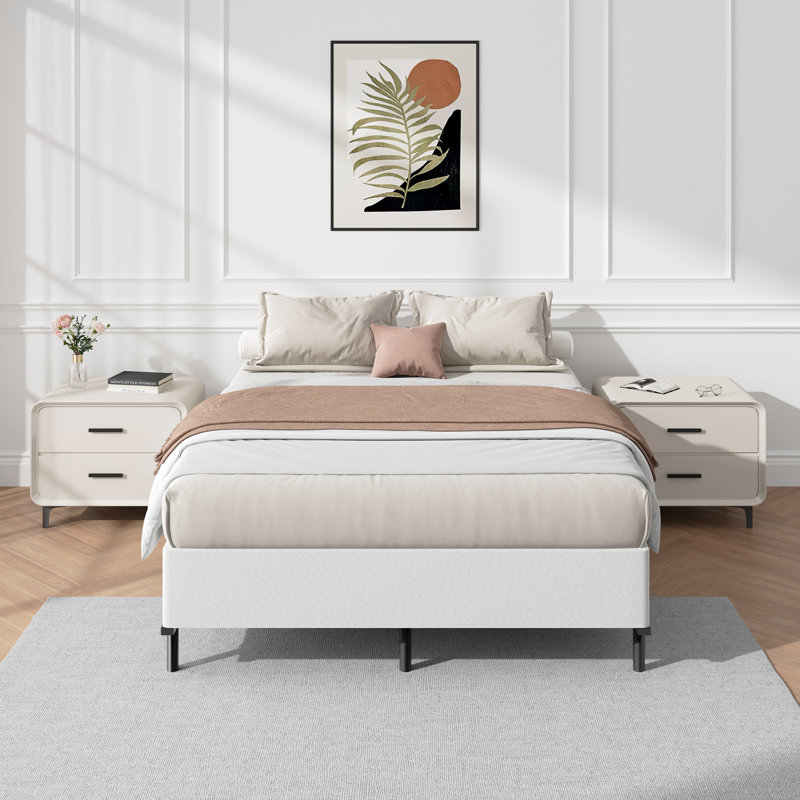 9 Inch High Profile Box Spring Only with Fabric Cover Mattress Foundation Easy Assembly, Queen