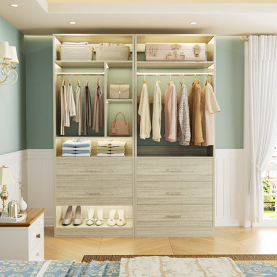 Freestanding 48" Closet System With 5 Wood Drawers ( Set Of 2 )
