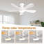 Ventilateurs de plafond 42 pouces RVB avec lumière DEL et télécommande / commande, plafonnier encastré, éclairage à intensité variable RVB, ventilateur de plafond blanc moderne pour chambre d'enfant, utilisation intérieure / extérieure couverte-117579841-117579840