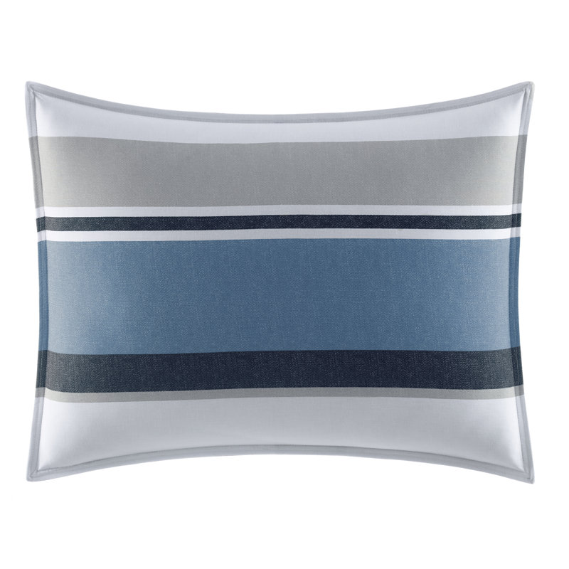 King Size Blue Cotton Reversible Comforter Set with Shams