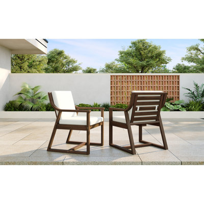 Chaises de patio rembourrées, ensemble moderne en bois d'acacia pour patio