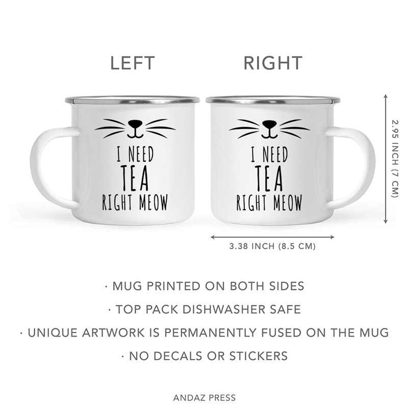 Tasse à café «Funny Cat Lover Campfire Adopt Don't Shop», « I Need Tea Right Meow » (J'ai besoin d'un th