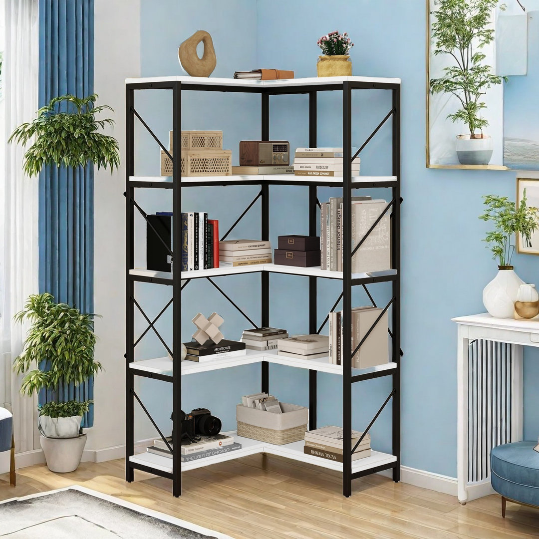 Sukanya 5 Tier Corner Bookcase, Large Display Rack Storage for Bedroom, Living Room Ebern Designs 