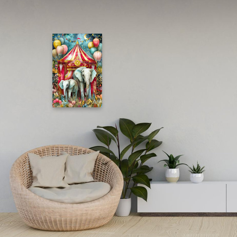 Éléphant de cirque magique, 24" H x 16" W