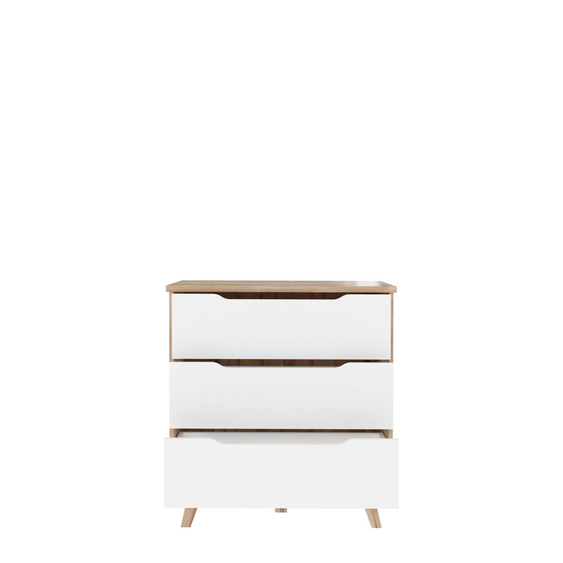 Vankka 80 cm W Chest of 3 Drawers, Old oak with white