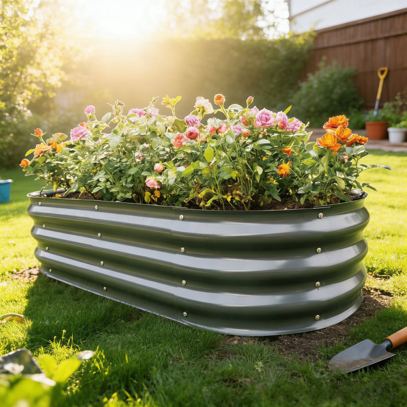 Gardmax 2 Pack Galvanized Raised Garden Bed, Lightweight Planter Boxes Outdoor With Easy Assembly, Large Garden Bed For Vegetables, Fruits, Flower Dark Grey