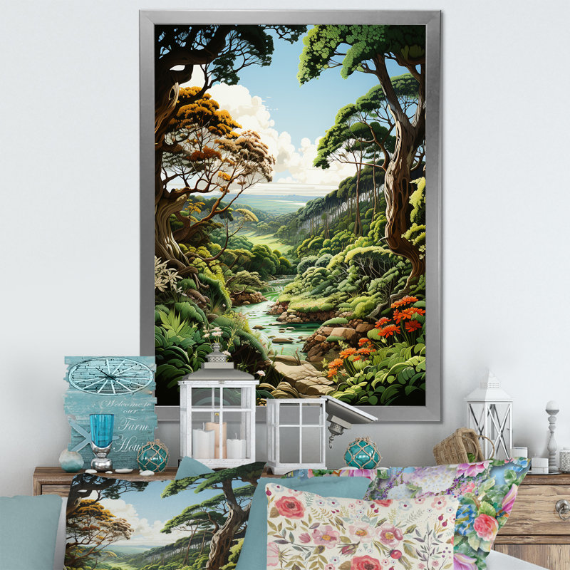 «River Into Enchanted Woods II», reproduction sur toile, Toile tendue, H 40 po x l 30 po x P 1,5 po