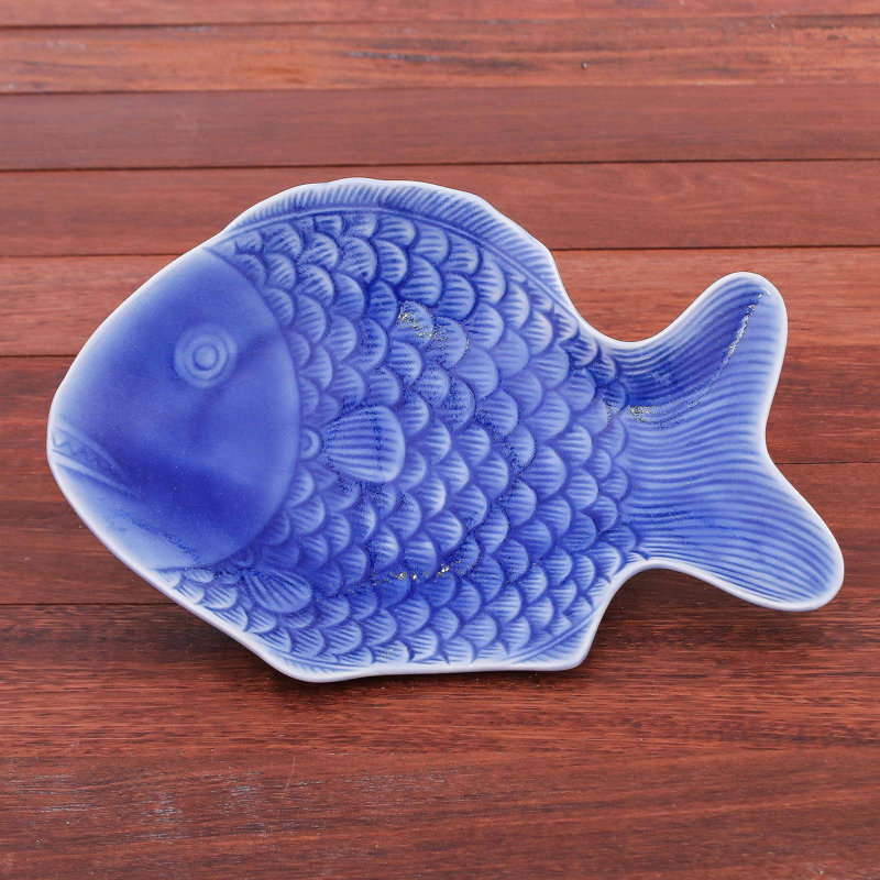 Dovecove Cyrus Ceramic Divided Serving Dish, Blue