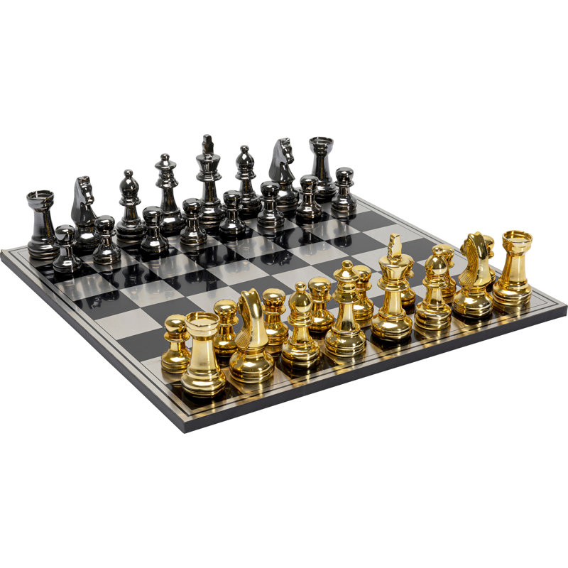 Deco Object Chess Transparent 60x60cm, Gold/Black