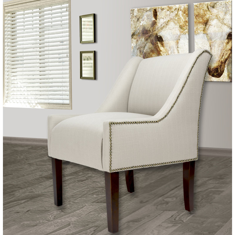 Earlston Upholstered Wingback Chair, Beige 100% Linen