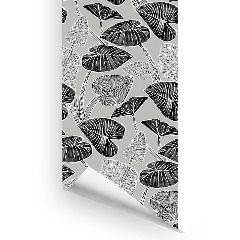 Panneau de papier peint adhésif L 10 pi x l 24 po Deloris, Noir / blanc