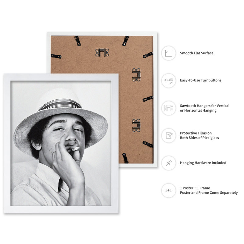 Young Obama, Poster, 24"H x 32"W, White Framed