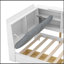 Lit plateforme simple en bois avec tête de lit avec rangement, tablettes et 2 tiroirs, blanc