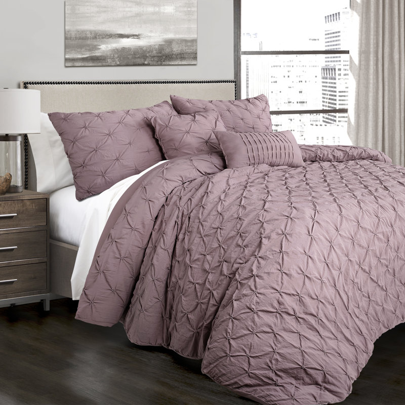 Ravello Microfiber Comforter Set, King Comforter + 2 King Shams + 2 Throw Pillows, Woodrose