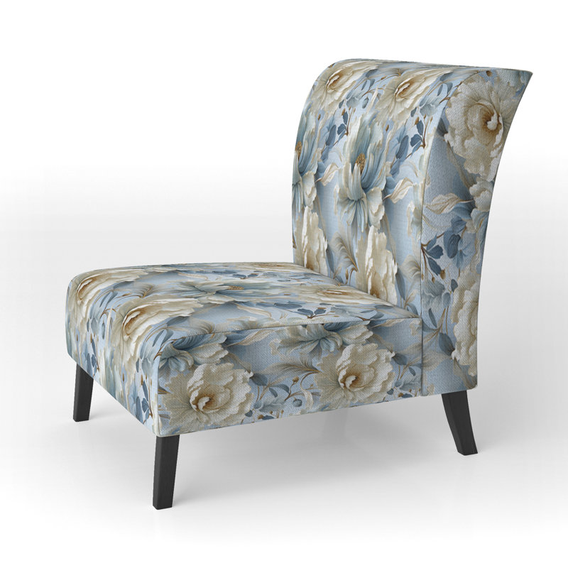 Rustic Victorian Brocade Victorian Motif - Chaise d'appoint de chalet rembourrée à motif floral