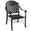 3 coussins de patio en aluminium coulé, noir, coussins de couleur aléatoire pour véranda, chaises empilables, table ronde avec trou pour parasol