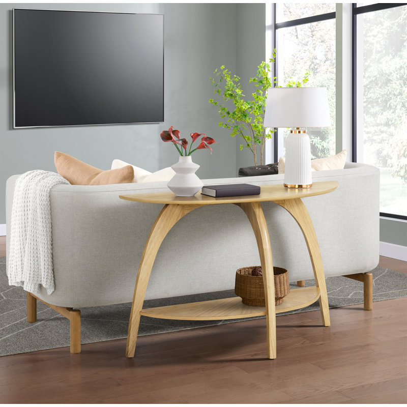 Atreu 48'' Half Moon Sofa Console Table, Bamboo